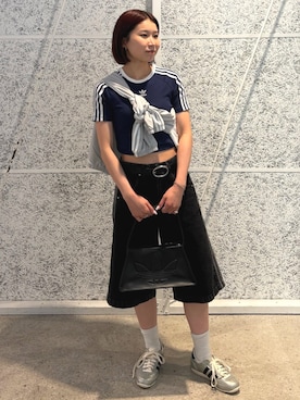 「クロップドトップス」｜MIさん（レディース・158cm）の夏コーディネート