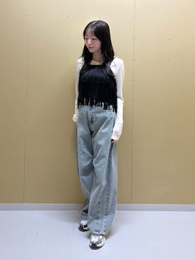 「カーブデニム」｜moeさん（レディース・155cm）の秋コーディネート