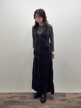 「スパンコール」｜「アイテム（ワンピース）」を使った、moeさん（レディース・155cm）の冬コーディネート