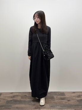 「スパンコール」｜「アイテム（ワンピース）」を使った、moeさん（レディース・155cm）の秋コーディネート