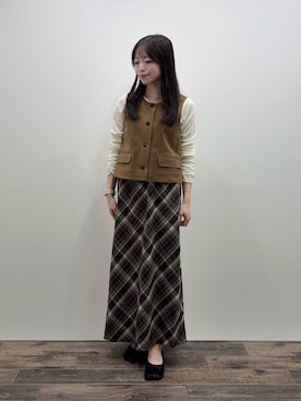 「骨格ウェーブ」｜「アイテム（その他アウター）」を使った、moeさん（レディース・155cm）の秋コーディネート
