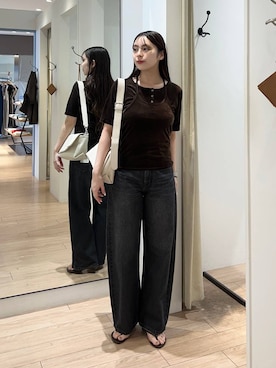 「LOWRYS FARM（ローリーズファーム）の【500mlペットボトル収納可】フラップショルダーＢＡＧ 1046881（ショルダーバッグ、ホワイト系）」を使った、tsukemonoemiさんの秋コーディネート