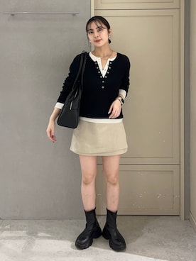 「アイテム（ヘアゴム）」を使った、tsukemonoemiさん（レディース・160cm）の秋コーディネート