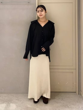 「アイテム（ヘアゴム）」を使った、tsukemonoemiさん（レディース・160cm）の秋コーディネート