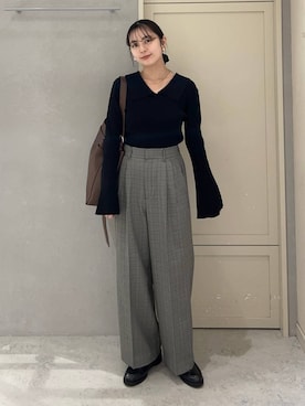 「アイテム（ヘアゴム）」を使った、tsukemonoemiさん（レディース・160cm）の秋コーディネート