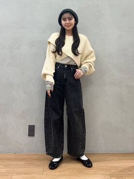 「LOWRYS FARM」｜「アイテム（ハンチング/ベレー帽）」を使った、tsukemonoemiさん（レディース・160cm）の秋コーディネート