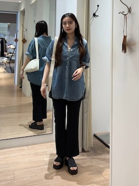 「LOWRYS FARM（ローリーズファーム）のスタイルＵＰクロスカップキャミ　100757（Tシャツ/カットソー、ホワイト系）」を使った、tsukemonoemiさんの春コーディネート