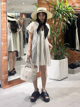 「LOWRYS FARM（ローリーズファーム）のアイテム（ハット）」を使った、tsukemonoemiさん（レディース・160cm）の夏コーディネート