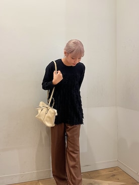 「SENSE OF PLACE by URBAN RESEARCH（センスオブプレイスバイアーバンリサーチ）のジャガードドッキングセーター（ニット/セーター）」を使った、mizukiさん（レディース・164cm）の冬コーディネート