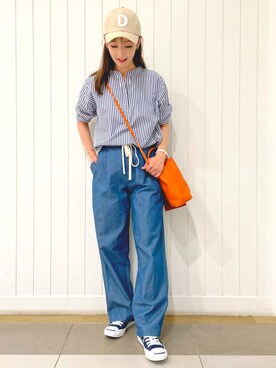 「ブラウスコーデ」｜「アイテム（キャップ）」を使った、Dessin_officialさん（レディース・158cm）の夏コーディネート