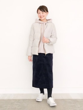 「ニットパーカー」｜「アイテム（ジャケット/アウター）」を使った、Dessin_officialさん（レディース・155cm）の冬コーディネート