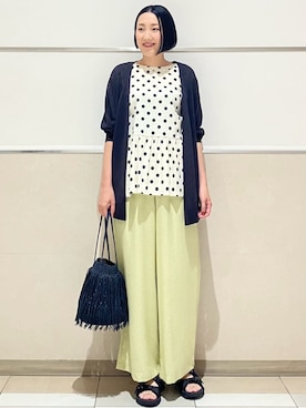 「Dessin（デッサン）のコンフォートサンダル レディース（サンダル、ブラック系）」を使った、Dessin_officialさん（レディース・160cm）の夏コーディネート