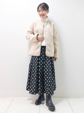 「ドットスカート」｜「アイテム（ブルゾン）」を使った、Dessin_officialさん（レディース・160cm）の秋コーディネート