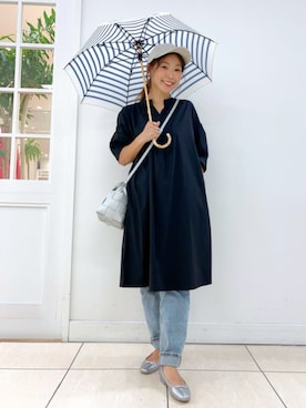 「Dessin（デッサン）の【洗える】カフタンチュニックワンピース（S～L）（ワンピース、ブラック系）」を使った、Dessin_officialさん（レディース・160cm）の夏コーディネート