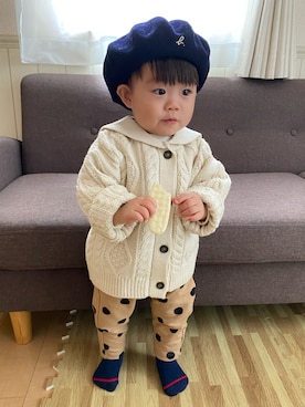 「男の子ベビー」｜「アイテム（ハンチング/ベレー帽）」を使った、hiyoso14さん（キッズ・80cm）の秋コーディネート