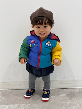 「MIKI HOUSE（ミキハウス）のアイテム（ジャケット/アウター）」を使った、hiyoso14さん（キッズ・80cm）の冬コーディネート