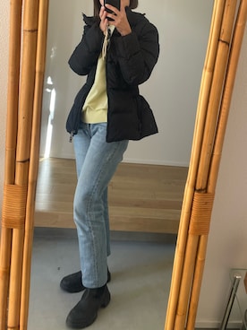 「MONCLER（モンクレール）のアイテム」を使った、stmidさん（レディース・157cm）の冬コーディネート