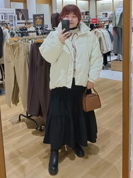 「アイテム（ダウンジャケット/コート）」を使った、coen みー子さん（レディース・162cm）の冬コーディネート