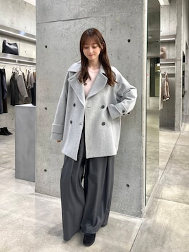 「アイテム（ピーコート）」を使った、chisaさん（レディース・157cm）の冬コーディネート