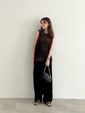 「アイテム（ベスト）」を使った、chisaさん（レディース・157cm）の夏コーディネート