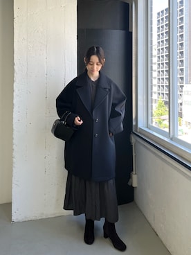 「アイテム（チェスターコート）」を使った、chisaさん（レディース・157cm）の秋コーディネート