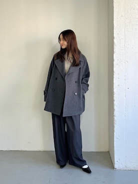 「アイテム（ピーコート）」を使った、chisaさん（レディース・157cm）の秋コーディネート