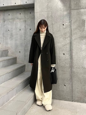 「アイテム（チェスターコート）」を使った、chisaさん（レディース・157cm）の秋コーディネート