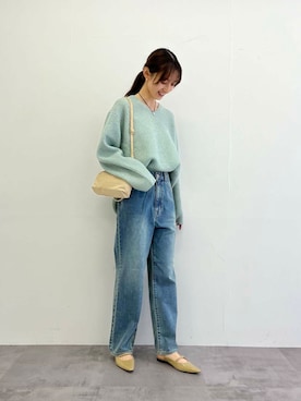 「URBAN RESEARCH（アーバンリサーチ）のアイテム（デニムパンツ）」を使った、chisaさん（レディース・157cm）の冬コーディネート