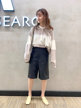 「ラガーシャツ」｜「アイテム（その他シューズ）」を使った、chisaさん（レディース・157cm）の夏コーディネート