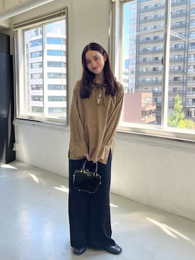 「URBAN RESEARCH（アーバンリサーチ）のCHRISTIAN VILLA　エナメルカーフレザーショルダーバッグ（ショルダーバッグ）」を使った、chisaさん（レディース・157cm）の秋コーディネート