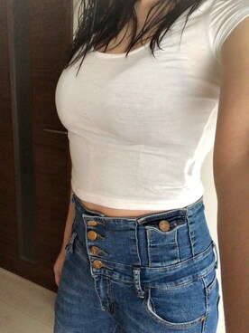 「ハイウェストデニム」｜ほたてさん（レディース・159cm）の秋コーディネート