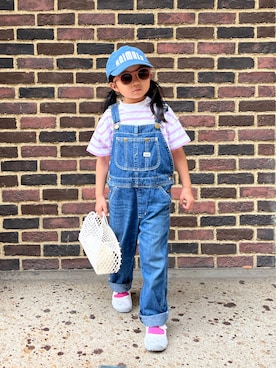 「トートバッグ」｜「アイテム（オールインワン・サロペット）」を使った、asairo 𓇼 さん（キッズ・100cm）の夏コーディネート