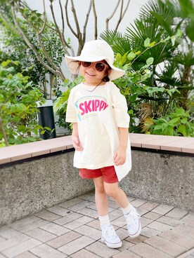 「夏のTシャツフェス」｜「アイテム（帽子）」を使った、asairo 𓇼 さん（キッズ・100cm）の夏コーディネート