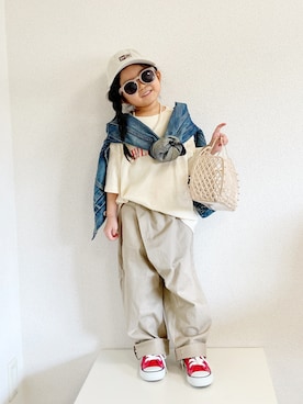 「ZOZOKIDSDAY」｜「アイテム（トートバッグ）」を使った、asairo 𓇼 さん（キッズ・100cm）の春コーディネート