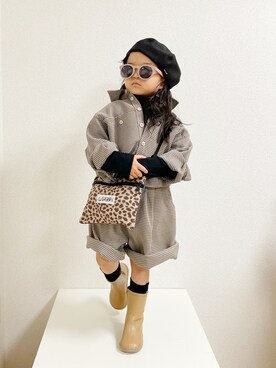 「quoti use fith（クゥオティ　ユース　フィス）のアイテム（ハンチング/ベレー帽）」を使った、asairo 𓇼 さん（キッズ・100cm）の秋コーディネート