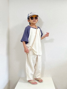 「みんなの白Tフェス」｜asairo 𓇼 さん（キッズ・100cm）の夏コーディネート