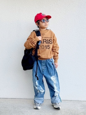 「アイテム（バックパック/リュック）」を使った、asairo 𓇼 さん（キッズ・120cm）の秋コーディネート