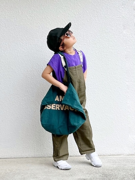 「pairmanon（ペアマノン）のアイテム（サロペット/オーバーオール）」を使った、asairo 𓇼 さん（キッズ・110cm）の夏コーディネート