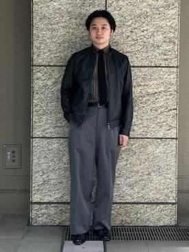 「アイテム（ライダースジャケット）」を使った、BEAMS Fさん（メンズ・171cm）の秋コーディネート