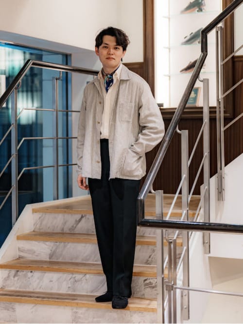 BEAMS F / オックスフォード シャンブレー タブカラーシャツ