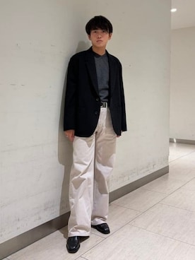 「International Gallery BEAMS（インターナショナルギャラリービームス）のQUATTROCCHI / ウールミックス コンフォート ジャケット（その他アウター、ブラック系）」を使った、BEAMS Fさん（メンズ・174cm）の秋コーディネート