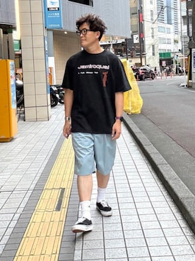 「International Gallery BEAMS（インターナショナルギャラリービームス）のInsonnia Projects / JAMIROQUAI A Funk Odyssey グラフィック Tシャツ（Tシャツ/カットソー、ブラック系）」を使った、BEAMS Fさん（メンズ・170cm）の夏コーディネート