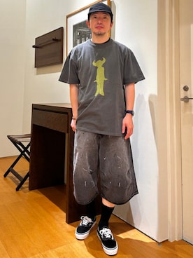 「International Gallery BEAMS（インターナショナルギャラリービームス）のInsonnia Projects / JAMIROQUAI Buffalo Man グラフィック Tシャツ（Tシャツ/カットソー、ブラック系）」を使った、BEAMS Fさん（メンズ・170cm）の夏コーディネート