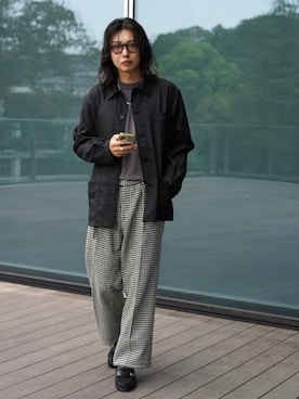 「BEAMS F（ビームスエフ）のウールポリウレタン フレンチ カバーオール（ブルゾン、ブラック系）」を使った、BEAMS Fさん（メンズ・174cm）の秋コーディネート