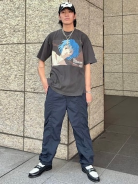 「International Gallery BEAMS（インターナショナルギャラリービームス）のEVANGELION:95 / グラフィック Tシャツ EVA0073（Tシャツ/カットソー、ブラック系）」を使った、BEAMS Fさん（メンズ・165cm）の夏コーディネート
