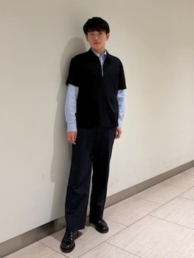 「QUATTROCCHI（クアトロッキ）のQUATTROCCHI / ストライプ シグネチャー シャツ（シャツ/ブラウス、ブルー系）」を使った、BEAMS Fさん（メンズ・165cm）の夏コーディネート