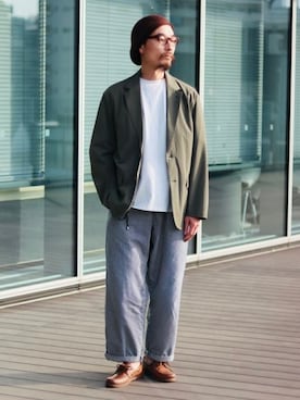 「アイテム（ドレスシューズ、ベージュ系）」を使った、BEAMS Fさん（メンズ・172cm）の秋コーディネート