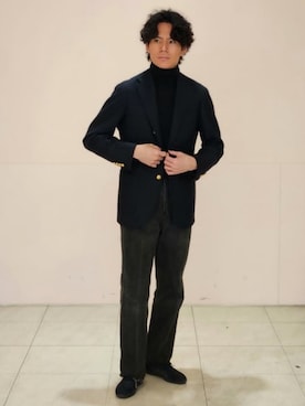 「CROWN（クラウン）のアイテム」を使った、BEAMS Fさん（メンズ・178cm）の冬コーディネート