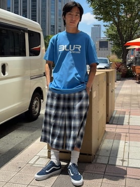 「BEAMS（ビームス）のチェック ショーツ（その他パンツ、ブルー系）」を使った、BEAMS Fさん（メンズ・170cm）の夏コーディネート