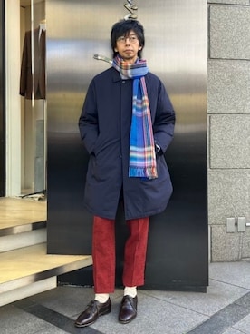 「アイテム（ダッフルコート）」を使った、BEAMS Fさん（メンズ・178cm）の冬コーディネート